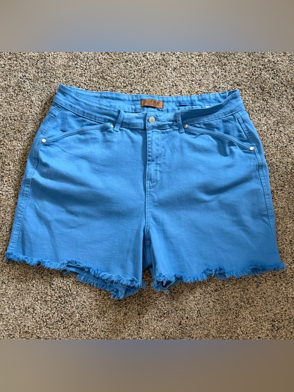 Judy Blue Bright Blue Frayed Hem Denim Shorts